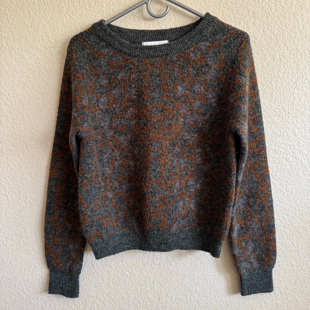 John + Jenn Crewneck Pullover Sweater Brown Gray Wool Blend Grandpa Style Size S